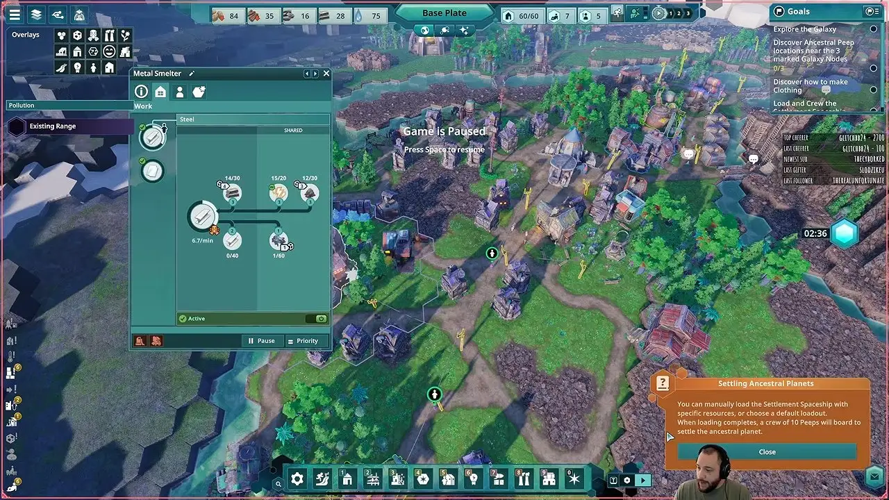 Beyond These Stars outposts settlement tutorial stating that a crew of 10 Peeps boards after loading